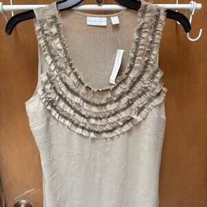 NY&Co Tan Tank w Ruffles Size Small
